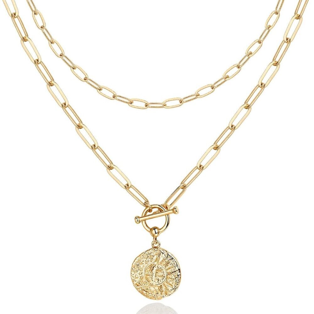 14K Gold Plated Layering Necklaces | Stylish Minimalist Design Pendant Necklaces